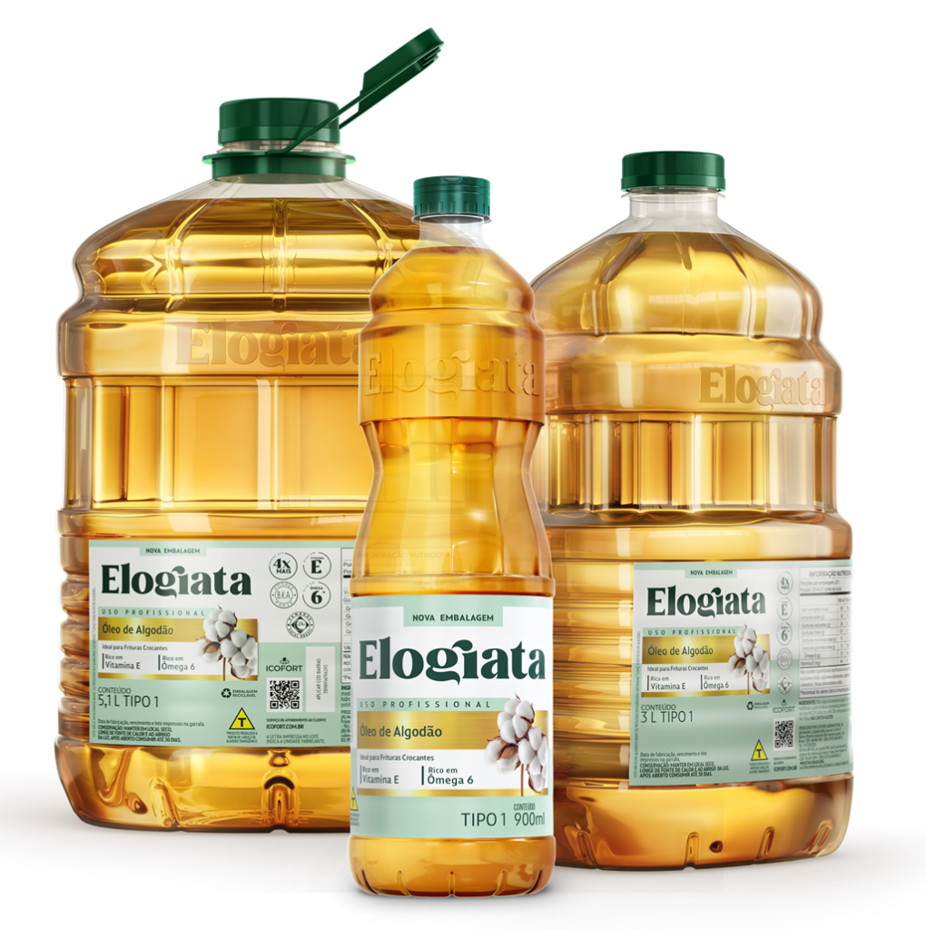 Óleo de Algodão Elogiata 900ml, 3L e 5,1L